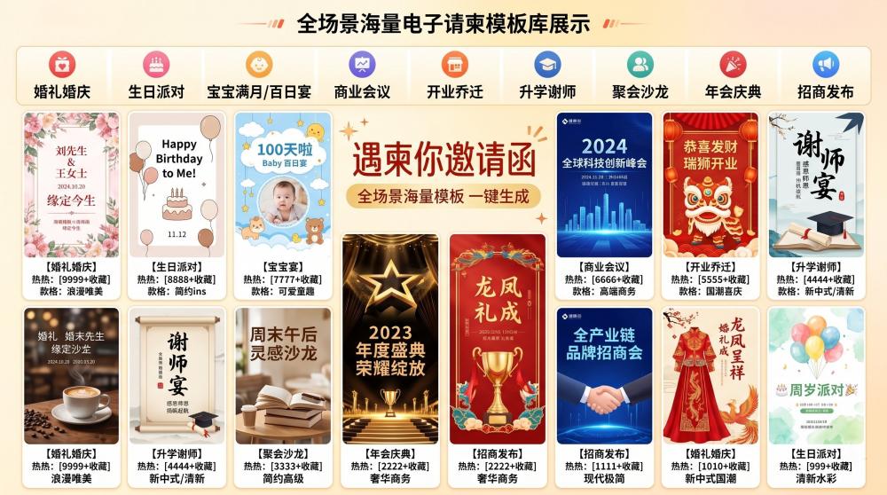 婚礼H5电子邀请函封神！动态效果拉满，小白也能3分钟搞定